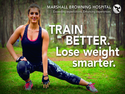 Ad of a female outside stretching. Ad says: TRAIN BETTER. Lose weight smarter.
MARSHALL BROWING HOSPITAL
Exceeding expectations. Enhancing experiences